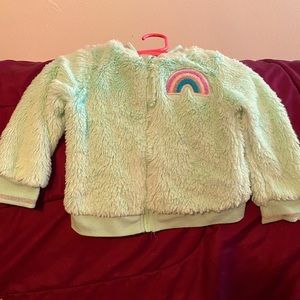 Teal color fuzzy light weight jacket